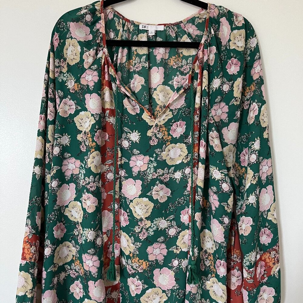 Tie front peplum floral blouse